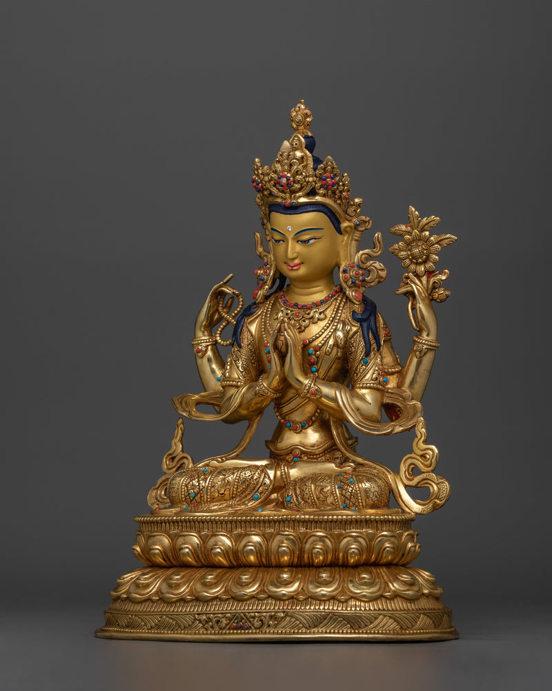 Chenrezig Bodhisattva of Tibet | Spiritual Copper Sculpture