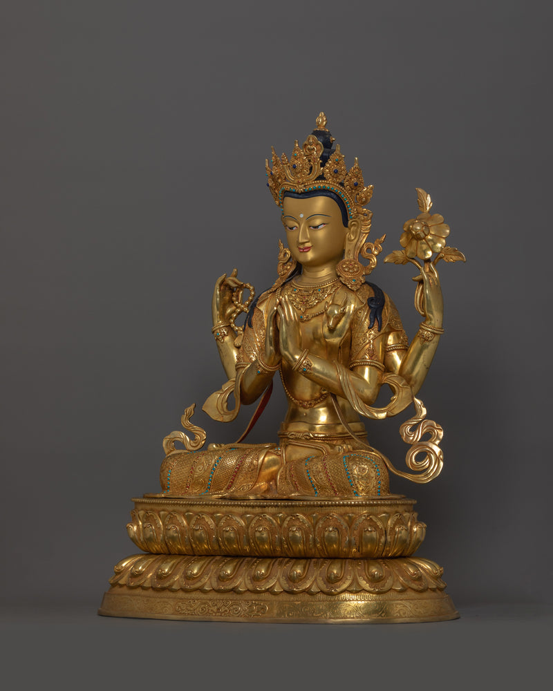 Chenrezig Meditation Practice Statue | Tibetan Bodhisattva of Mercy and Compassion