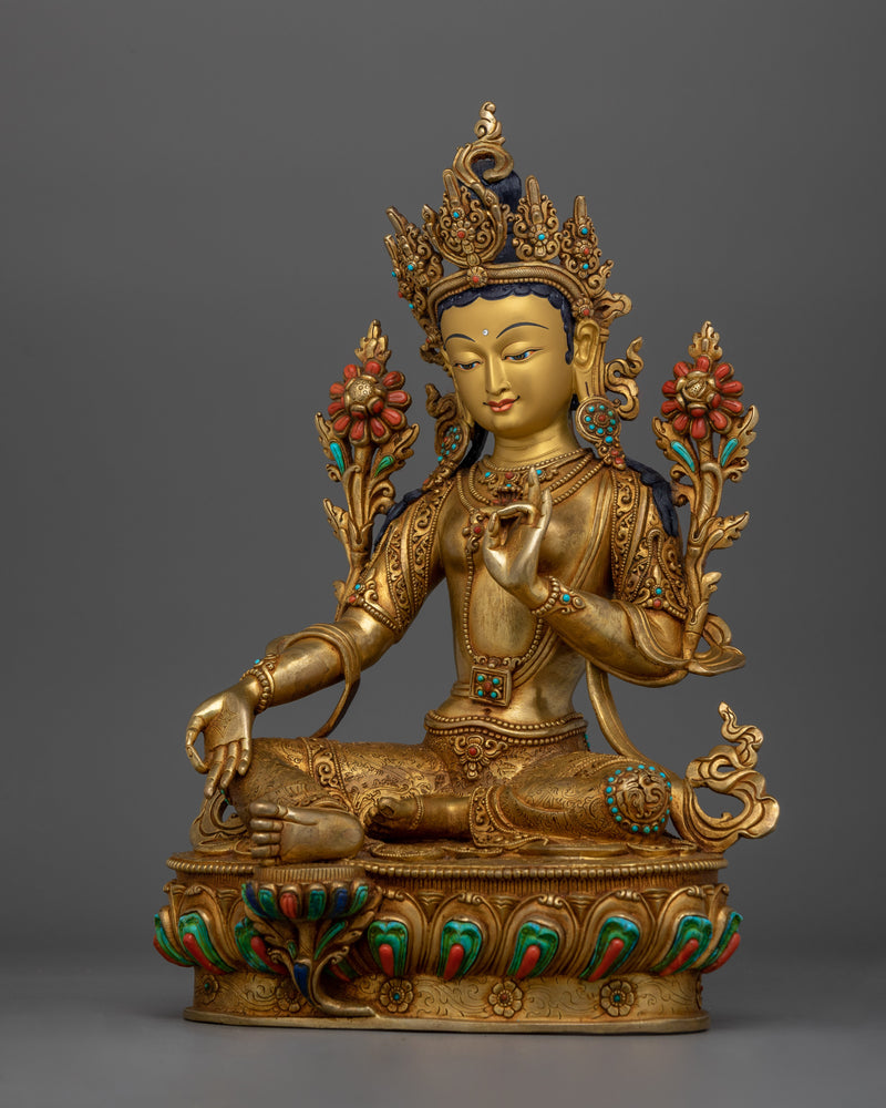 Tibetan Green Tara Sculpture | Handcrafted Icon of Compassion and Empowerment