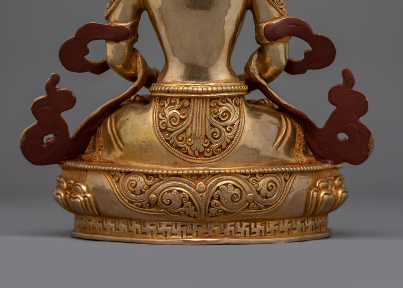 Handcrafted Amitayus statue | 24K Gold Gilded Deity of Longevity and Infinite Life