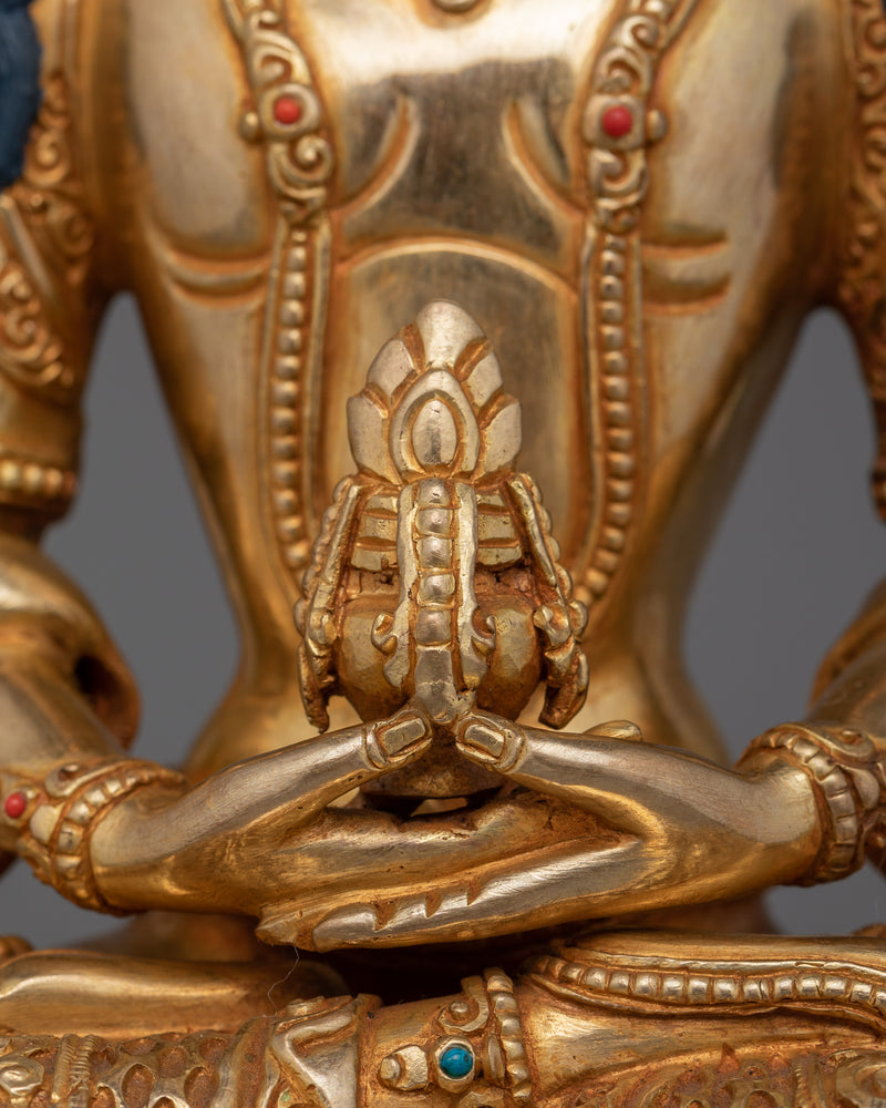 Handcrafted Amitayus statue | 24K Gold Gilded Deity of Longevity and Infinite Life