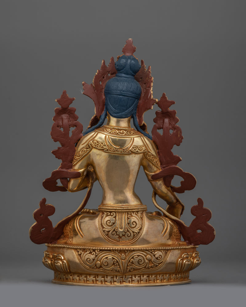 Goddess of Longevity, White Tara | 24K Gold Gilded Copper Sculpture