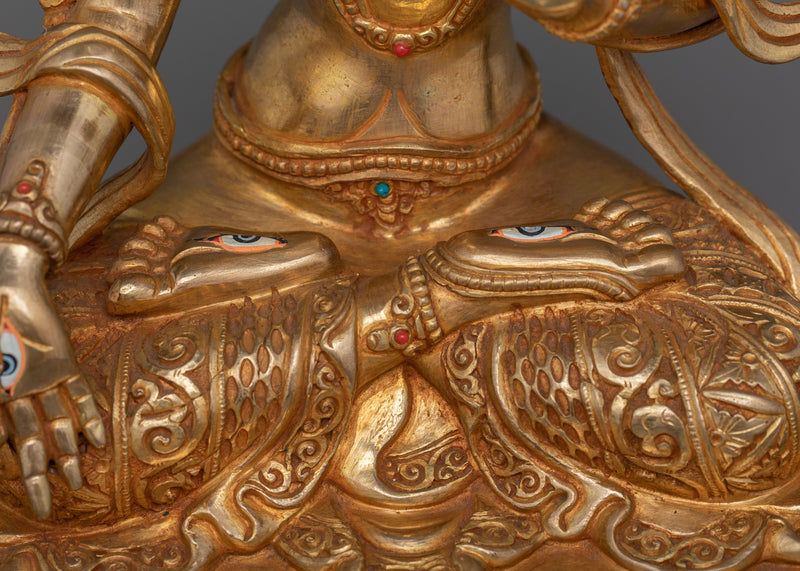 Goddess of Longevity, White Tara | 24K Gold Gilded Copper Sculpture