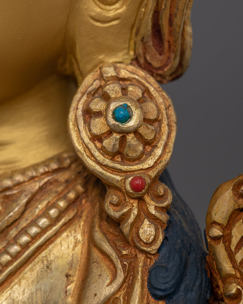 Goddess of Longevity, White Tara | 24K Gold Gilded Copper Sculpture