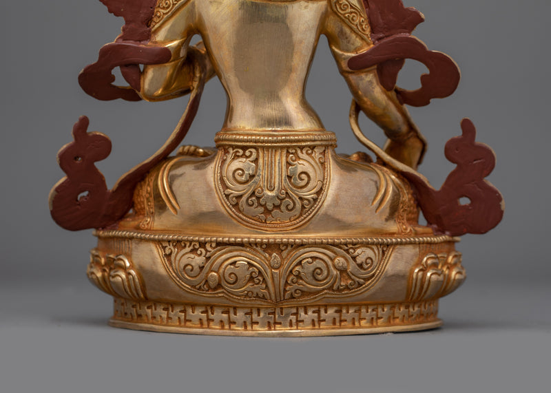 Goddess of Longevity, White Tara | 24K Gold Gilded Copper Sculpture