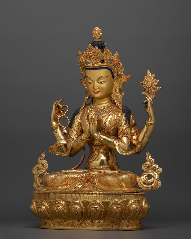 Statue Of Bodhisattva Chenrezig For Altar | Infinite Compassion and Enlightenment