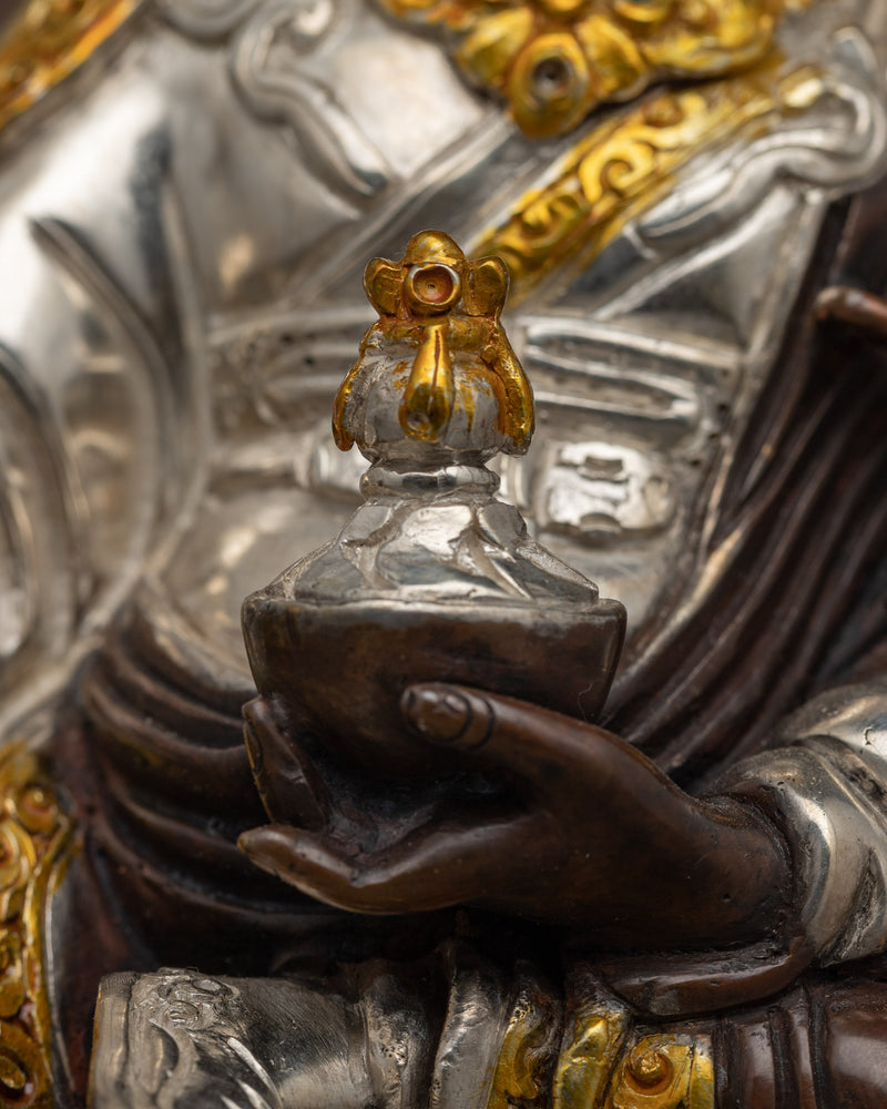 Lotus Born Rinpoche Guru Statue | 24K Gold Gilded Tibetan Sculpture