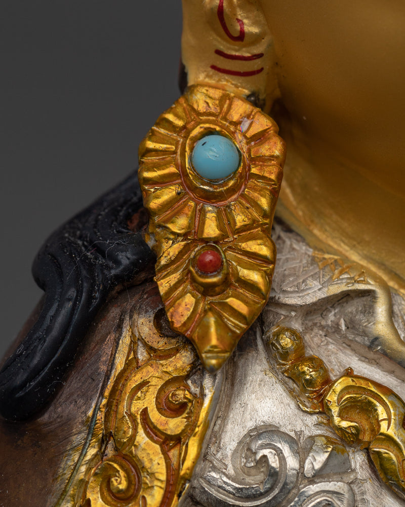 Lotus Born Rinpoche Guru Statue | 24K Gold Gilded Tibetan Sculpture