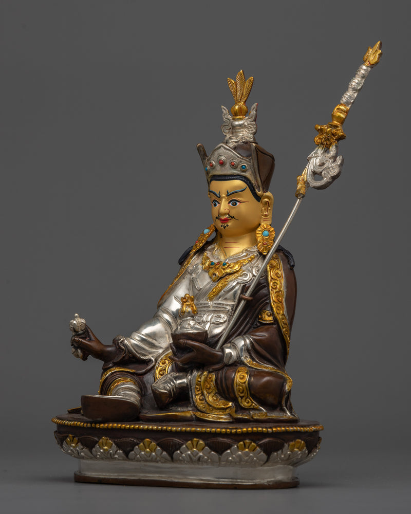 Lotus Born Rinpoche Guru Statue | 24K Gold Gilded Tibetan Sculpture