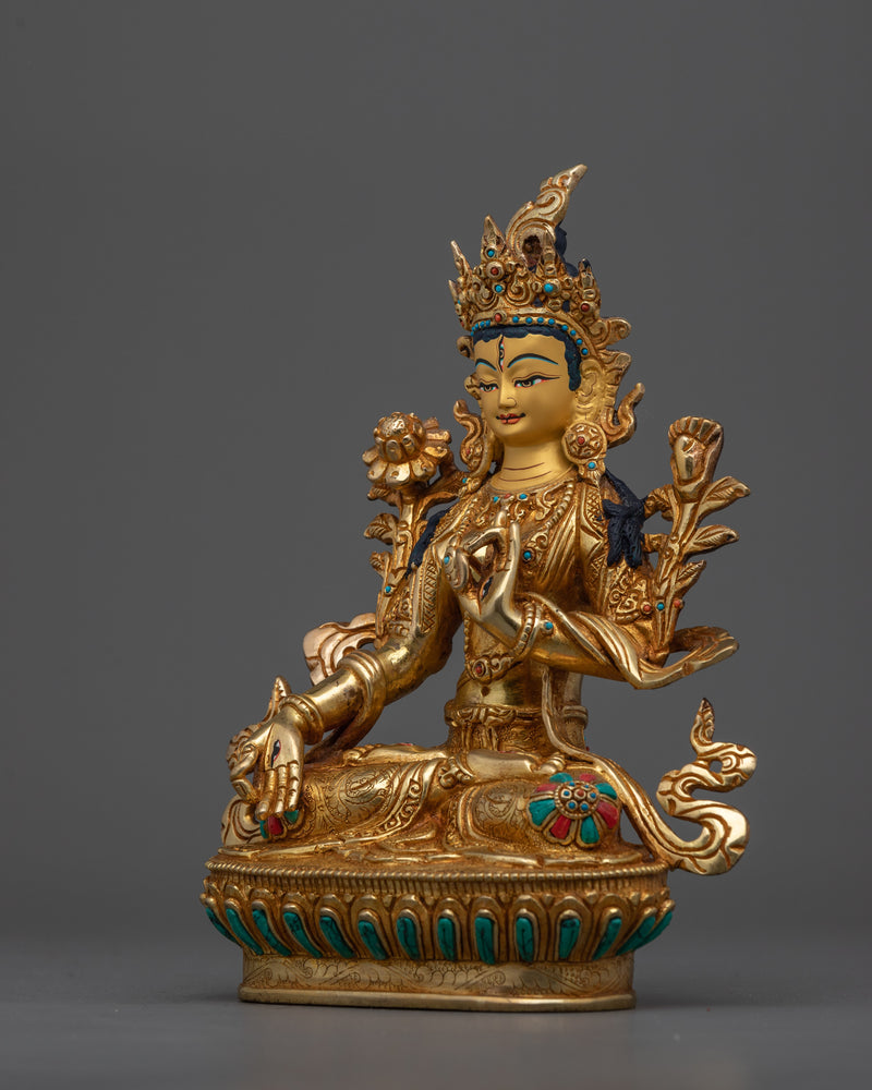 9 Inch Maa White Tara Sculpture | Handcrafted Buddhism Decor