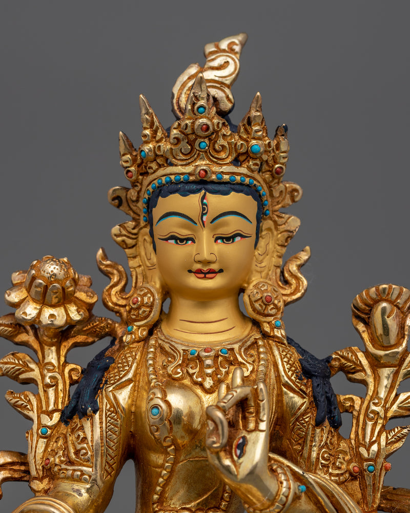 9 Inch Maa White Tara Sculpture | Handcrafted Buddhism Decor