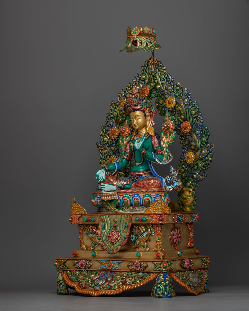 Green Tara Seated in a Throne | Mother of all Buddhas