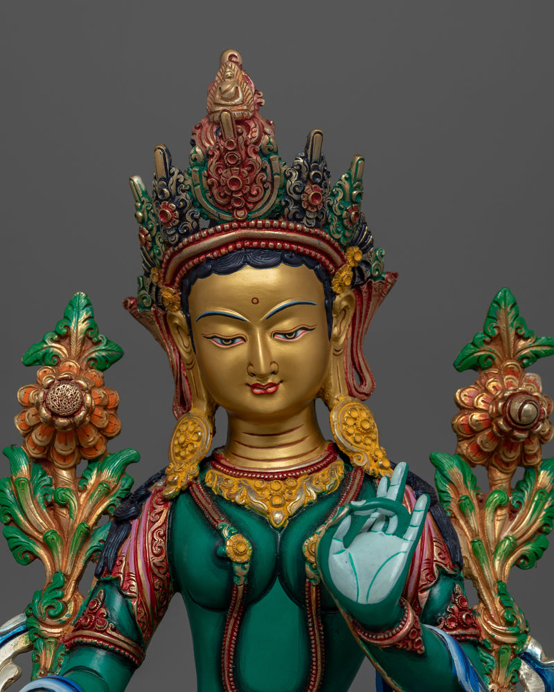 Green Tara Seated in a Throne | Mother of all Buddhas