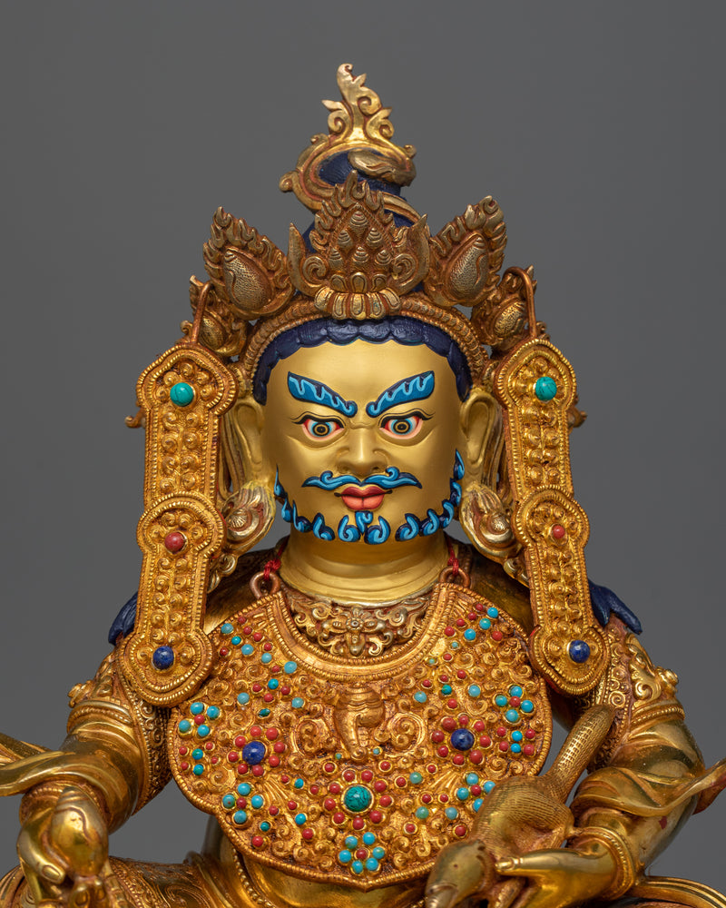 Tibetan Crown Dzambhala | Buddhist Wealth Deity Statue