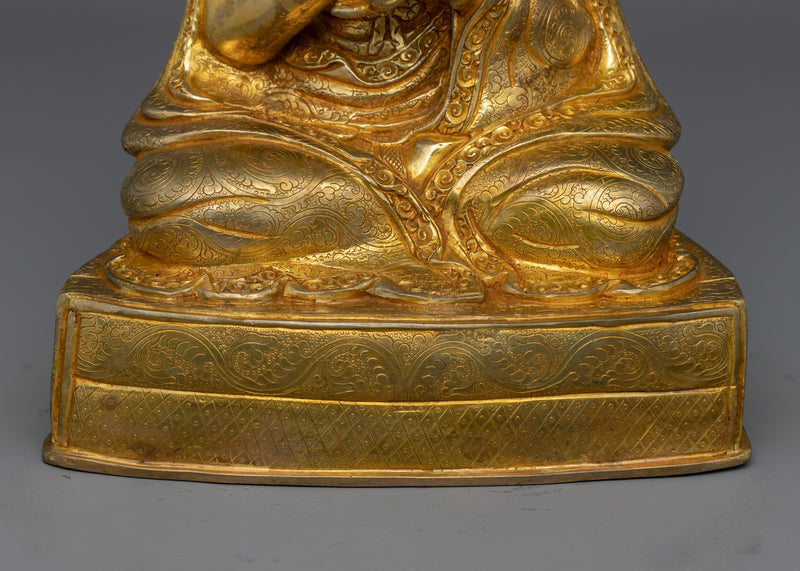 1st Karmapa Dusum Khyenpa Statue | Handcrafted 24K Gold Gilded Tibetan Art