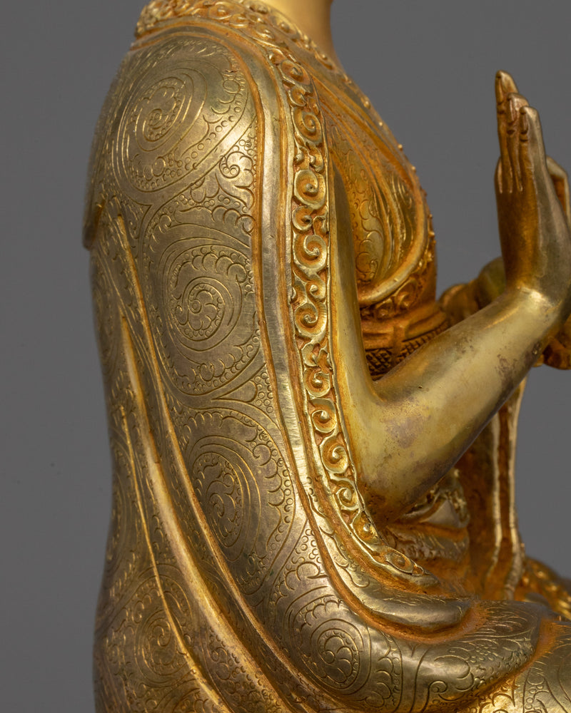 1st Karmapa Dusum Khyenpa Statue | Handcrafted 24K Gold Gilded Tibetan Art