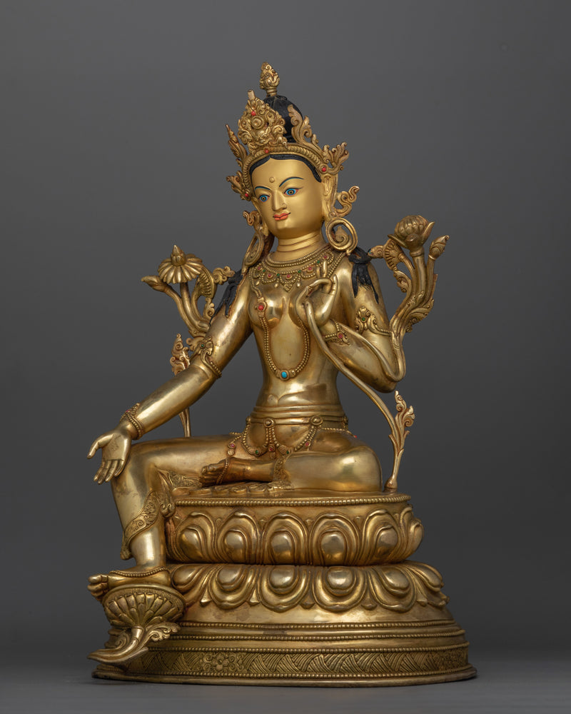 Handcrafted Green Tara (Sgrol-Ljang) Statue | Compassionate Tibetan Art