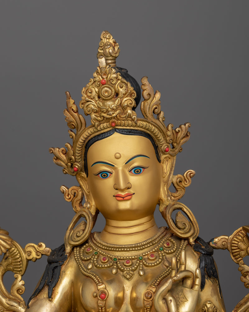 Handcrafted Green Tara (Sgrol-Ljang) Statue | Compassionate Tibetan Art