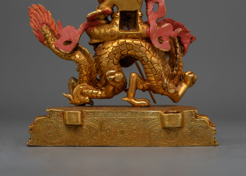 White Dzambhala Figurine | Handcrafted 24K Gold Gilded Buddhist Art