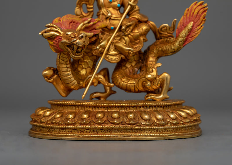 White Dzambhala Figurine | Handcrafted 24K Gold Gilded Buddhist Art