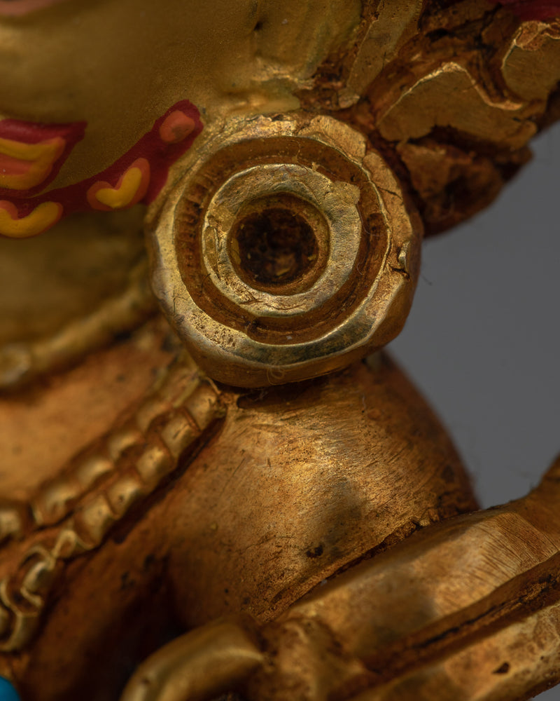 White Dzambhala Figurine | Handcrafted 24K Gold Gilded Buddhist Art