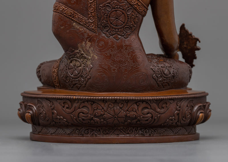 Oxidized Medicine Buddha Statue | Handcrafted Copper Sculpture