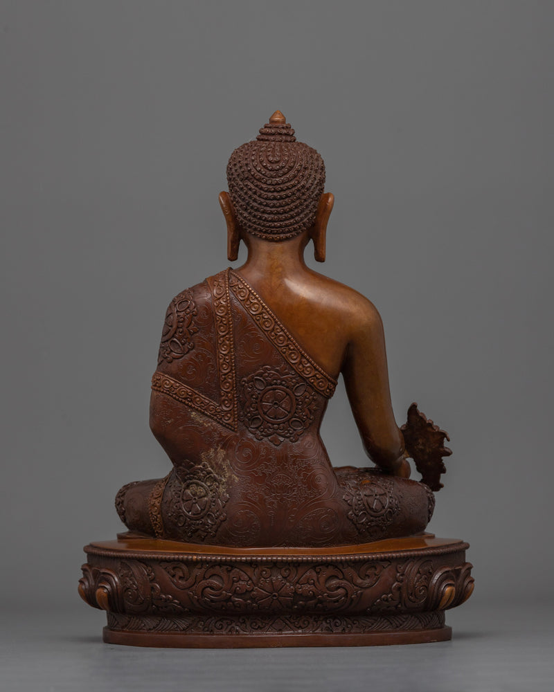 Oxidized Medicine Buddha Statue | Handcrafted Copper Sculpture