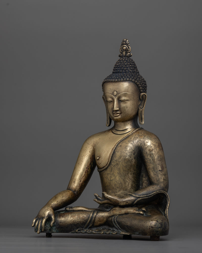 Founder of Buddhism Shakyamuni Buddha Statue | Antique Finished Copper Sculpture