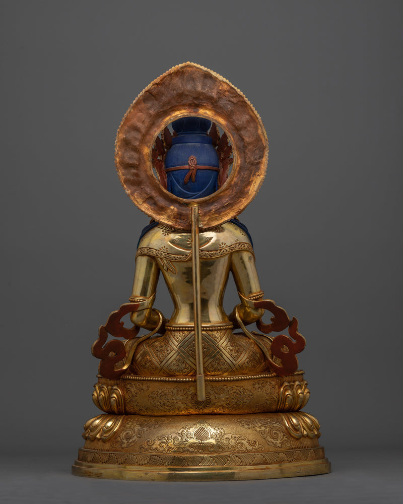 Long-Life Bodhisattva Amitayus Statue | 24K Gold Gilded Handcrafted Copper Sculpture