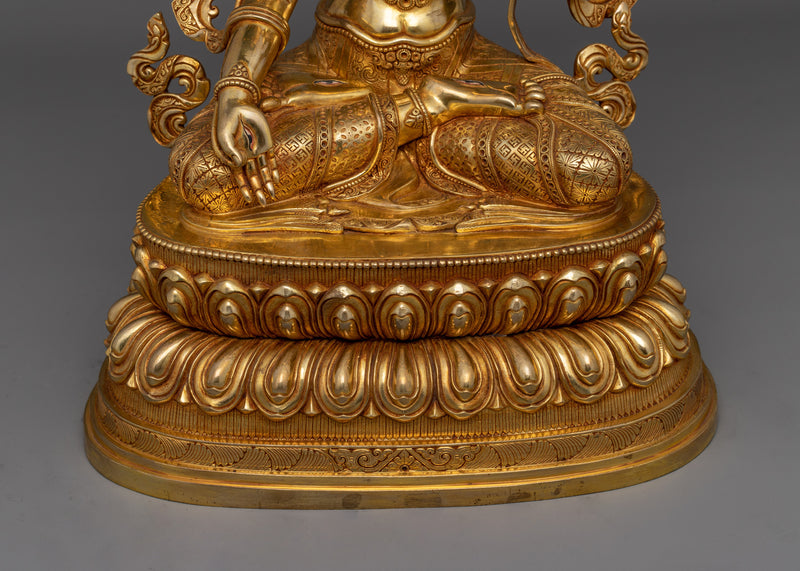 White Tara Healing Light of Wisdom Statue | 24K Gold Gilded Copper Sculpture