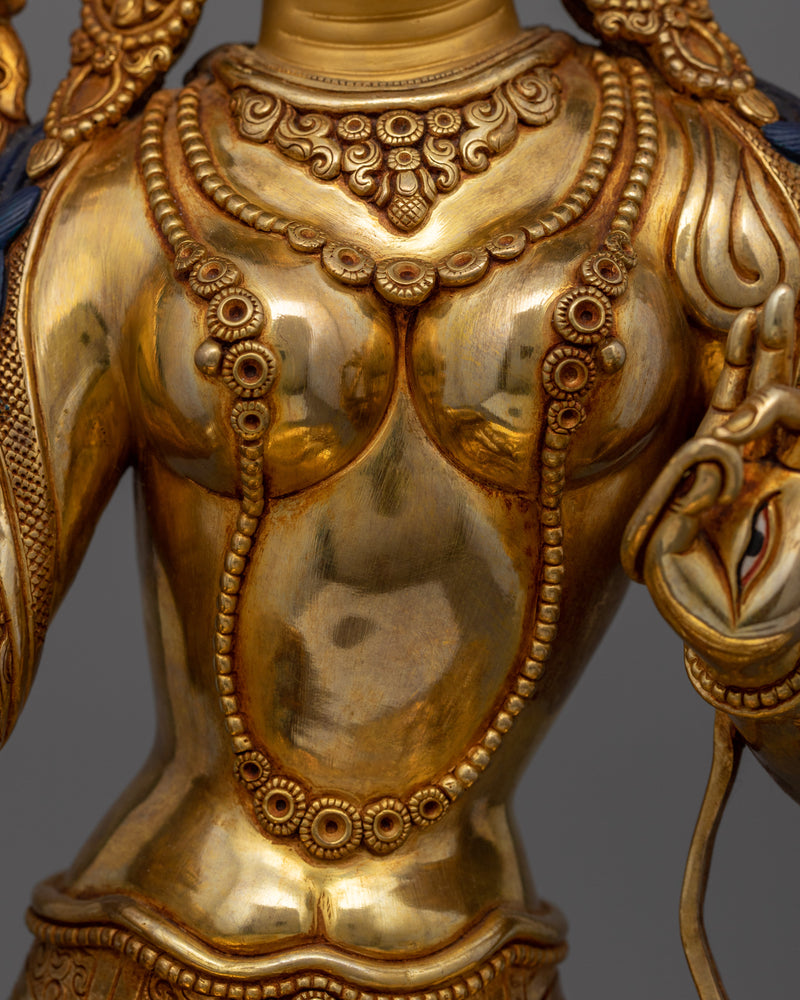 White Tara Healing Light of Wisdom Statue | 24K Gold Gilded Copper Sculpture