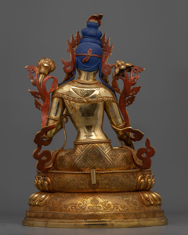 White Tara Healing Light of Wisdom Statue | 24K Gold Gilded Copper Sculpture