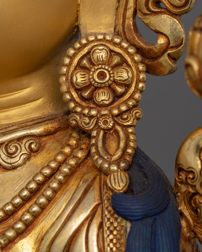 White Tara Healing Light of Wisdom Statue | 24K Gold Gilded Copper Sculpture