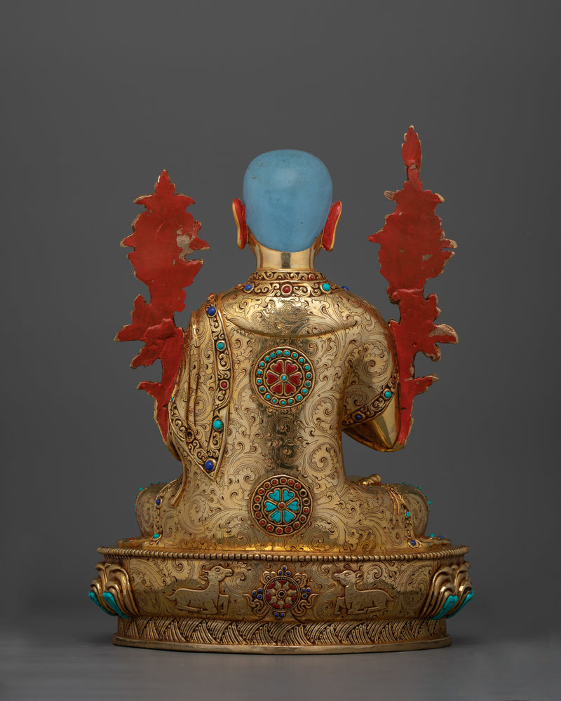 Tibetan Tsongkhapa Set | Handcrafted 24K Gold Gilded Copper Statue