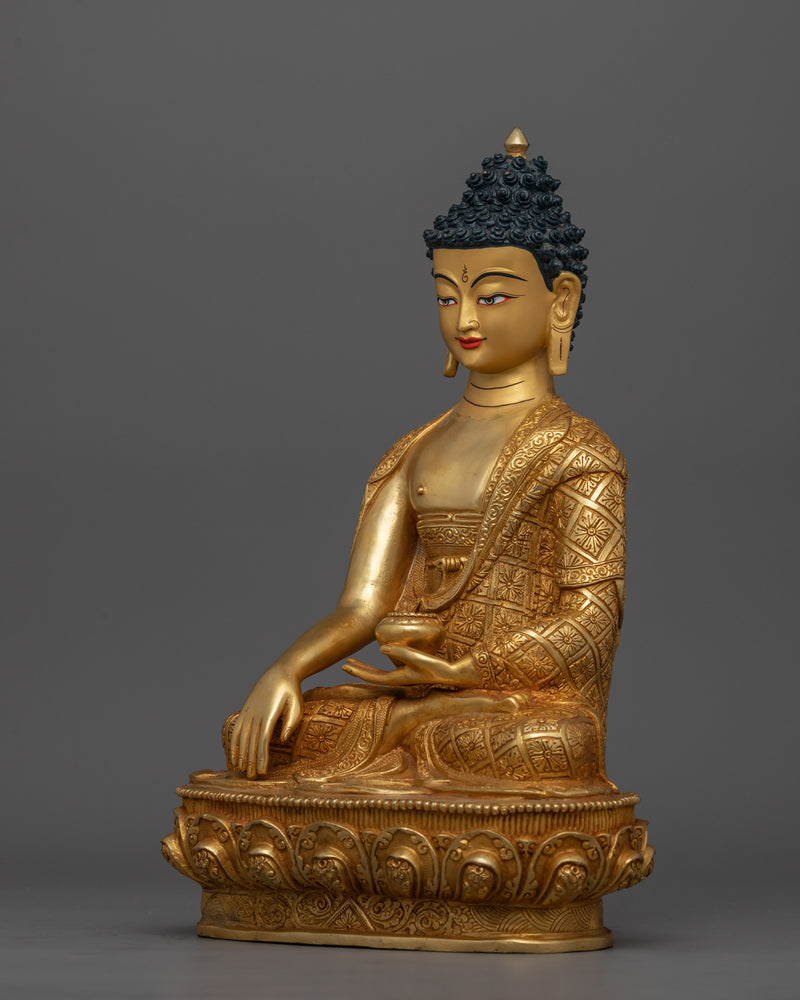 Buddhist Statue of Shakyamuni Buddha | 24K Gold Gilded