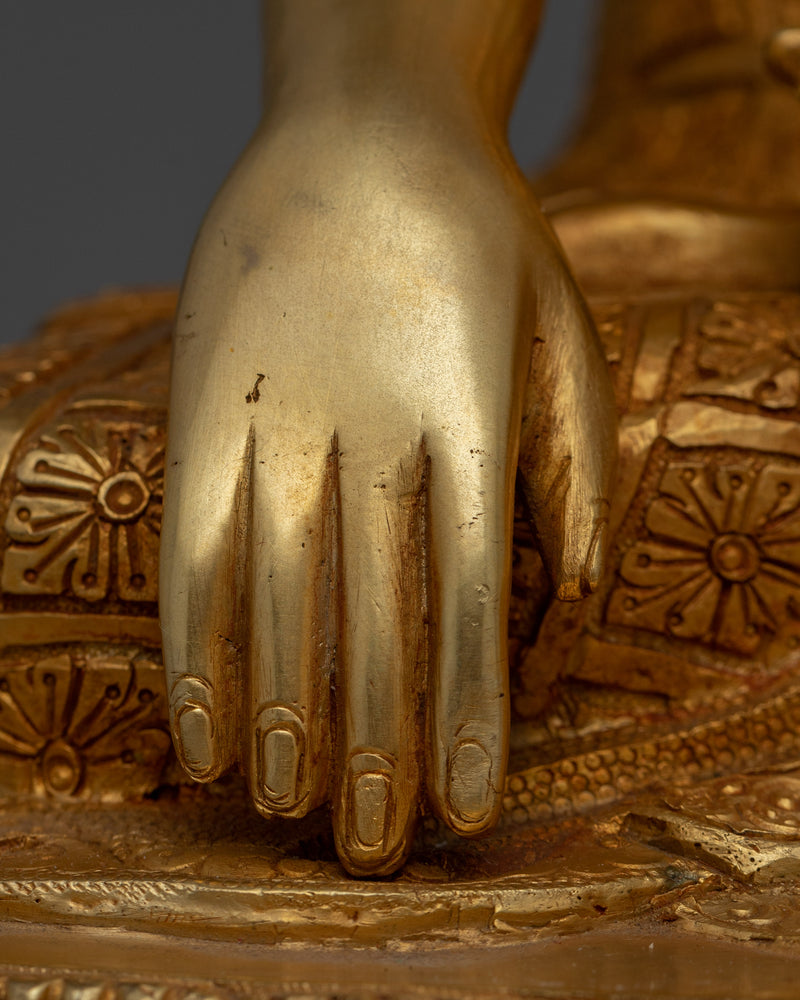 Buddhist Statue of Shakyamuni Buddha | 24K Gold Gilded