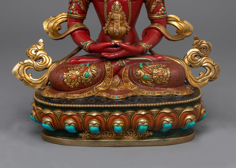 Long Life Buddha Amitayus Dharani Statue | Handmade Tibetan Art for Health and Prosperity