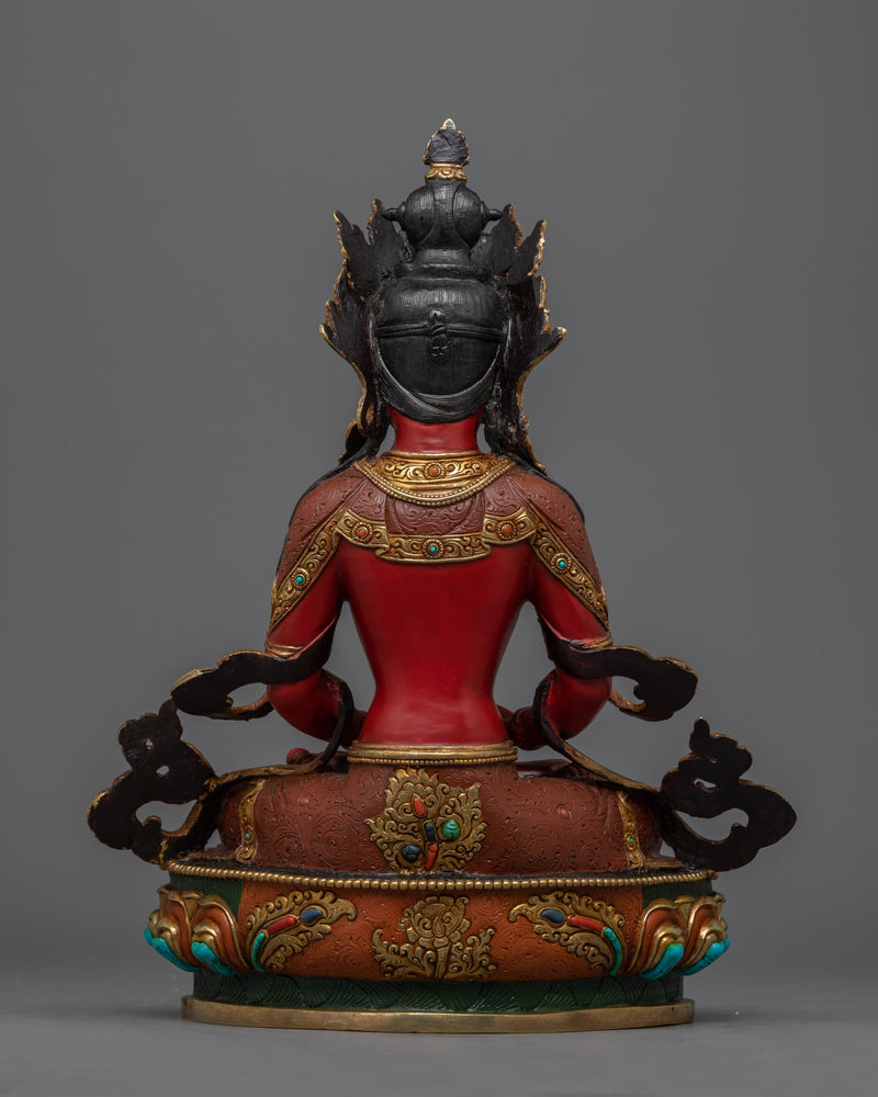 Long Life Buddha Amitayus Dharani Statue | Handmade Tibetan Art for Health and Prosperity