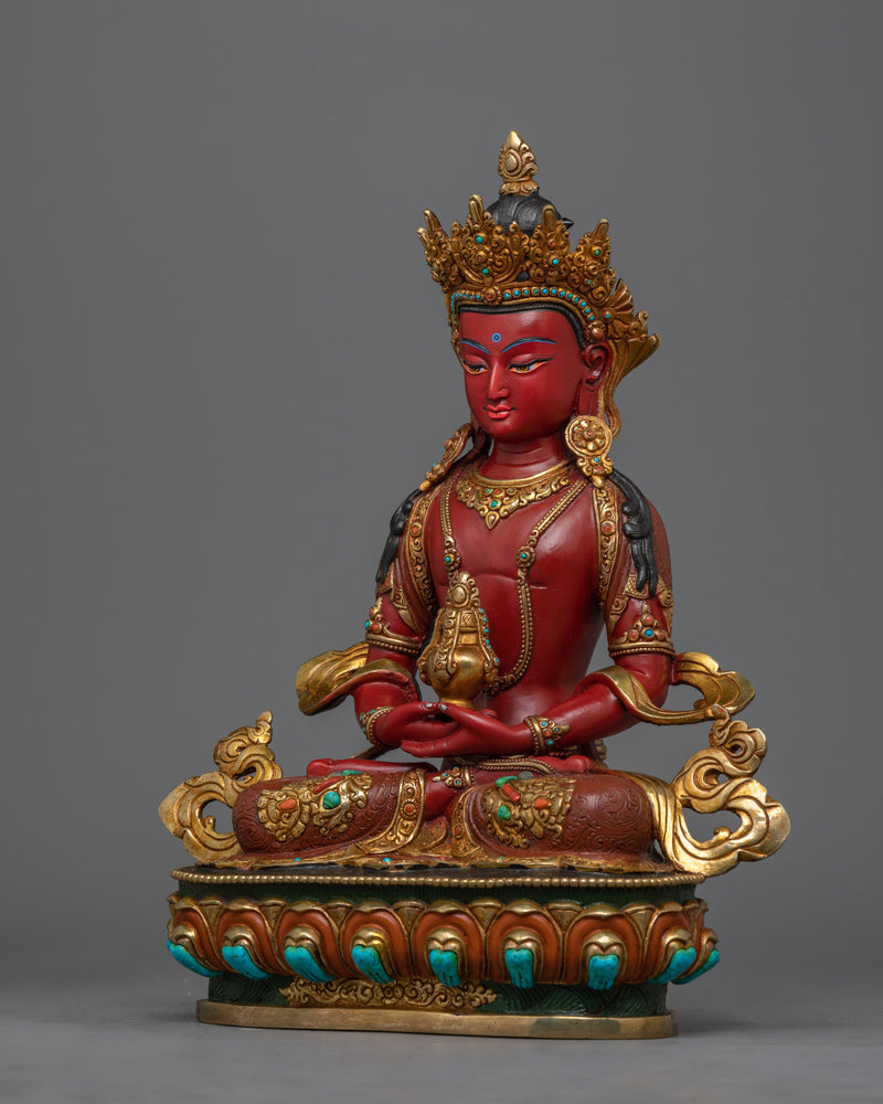 Long Life Buddha Amitayus Dharani Statue | Handmade Tibetan Art for Health and Prosperity