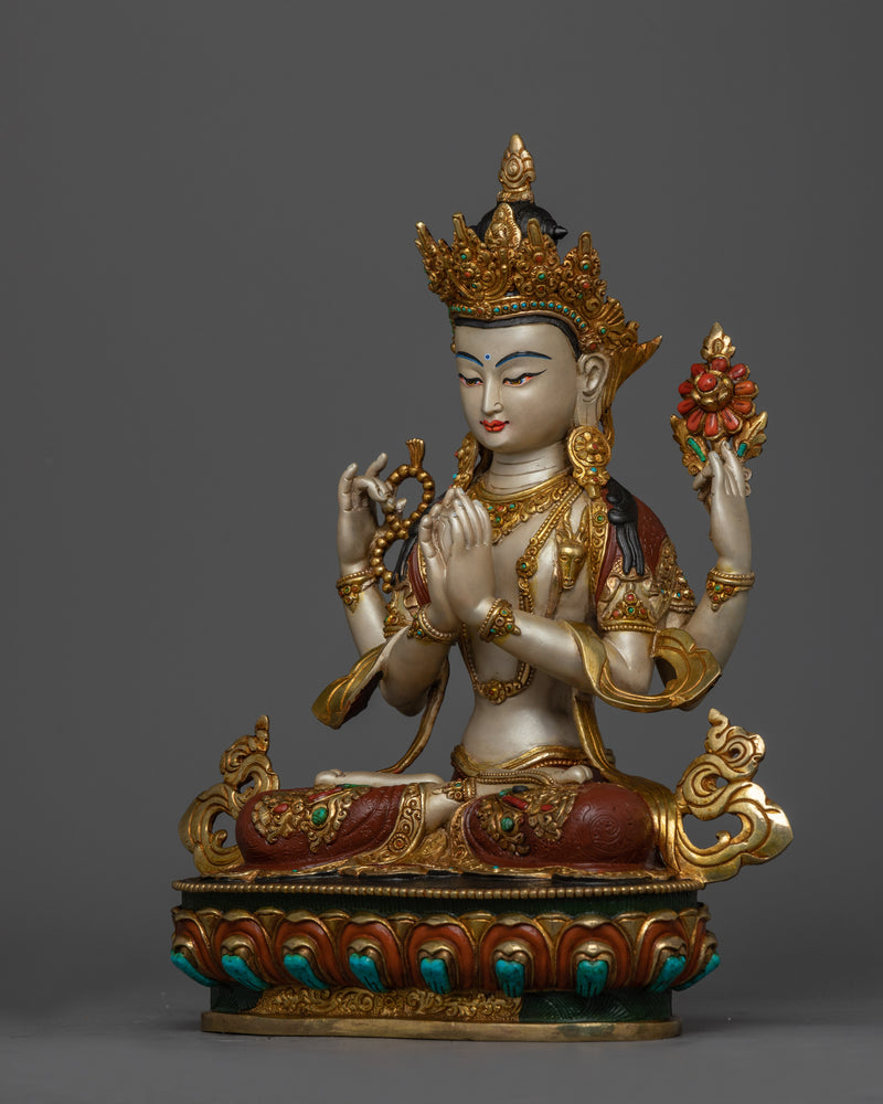 Bodhisattva Chenrezig Mantra Tibetan Statue | Symbol of Love and Kindness