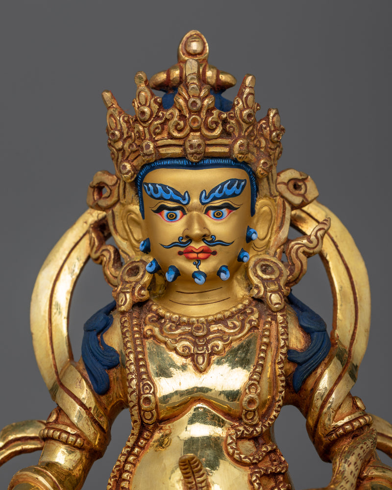 Hand-Carved Jambhala Mantra Practice Statue | Tibetan Buddhist Artwork