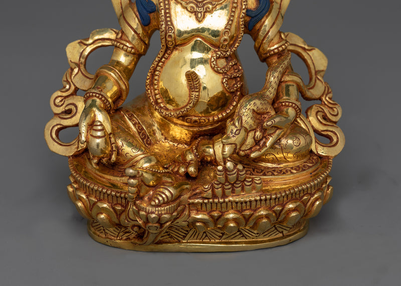 Hand-Carved Jambhala Mantra Practice Statue | Tibetan Buddhist Artwork