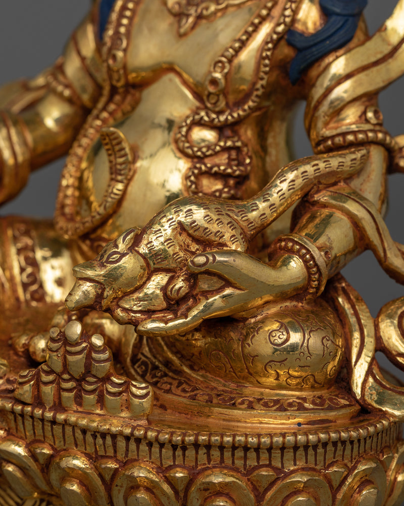 Hand-Carved Jambhala Mantra Practice Statue | Tibetan Buddhist Artwork