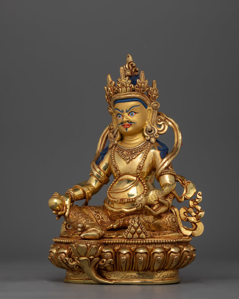 Handcrafted Tibetan Buddhist Jambhala God of Wealth Statue | Good Fortune Buddha