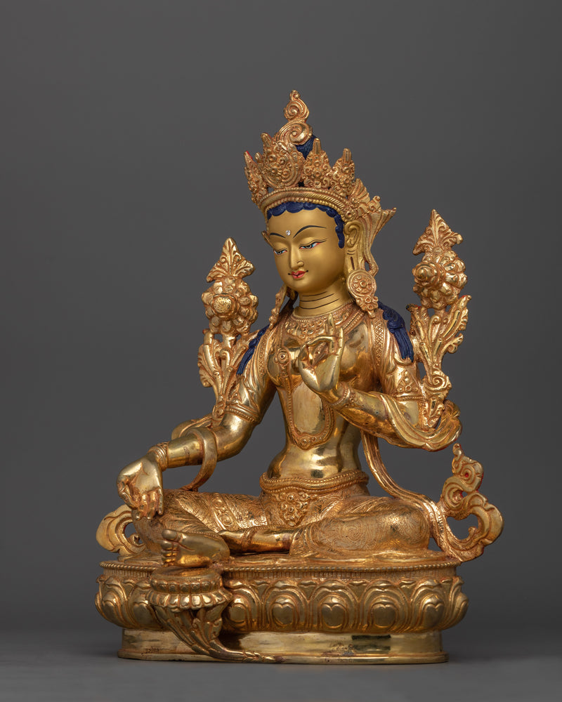 Peaceful Green Tara Sculpture | Goddess of Compassion Statue