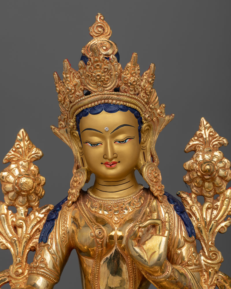 Peaceful Green Tara Sculpture | Goddess of Compassion Statue