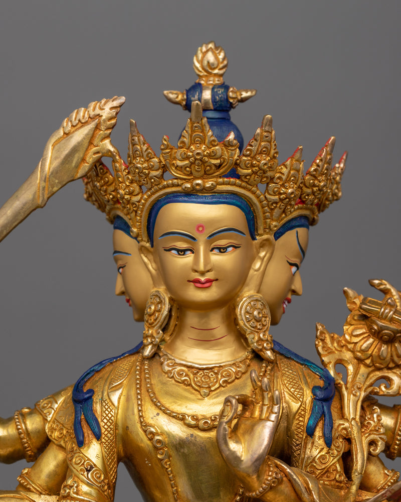 Handcrafted Maha Manjushri Figure | Embodiment of Wisdom and Enlightenment