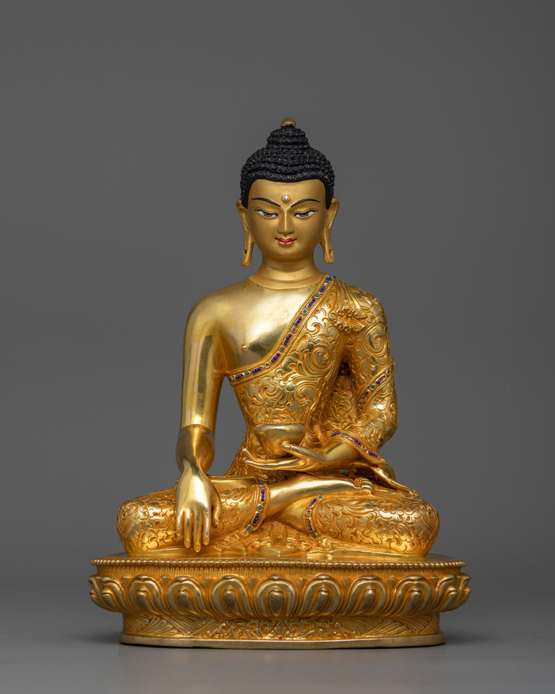 Crowned Buddha Shakyamuni Prayer Statue | Handcrafted Symbol of Peace and Enlightenment