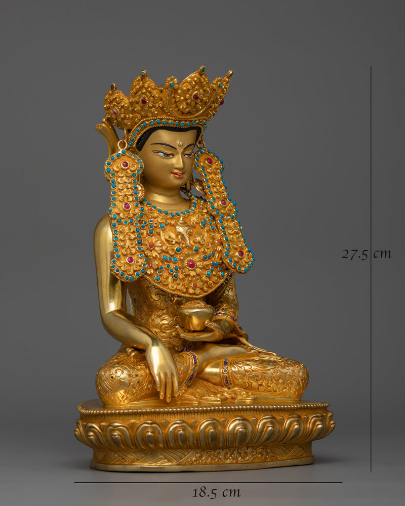 Crowned Buddha Shakyamuni Prayer Statue