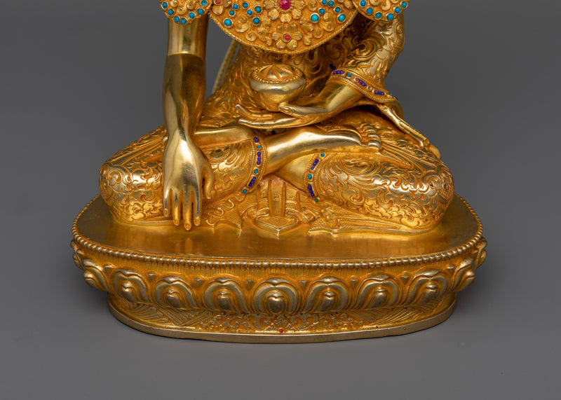 Crowned Buddha Shakyamuni Prayer Statue | Handcrafted Symbol of Peace and Enlightenment